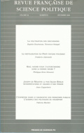 Revue française de science politique 54 - 6, décembre 2004
