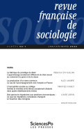Revue française de sociologie 63-1, janvier-mars 2022