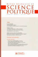 Revue française de science politique 62-3, juin 2012